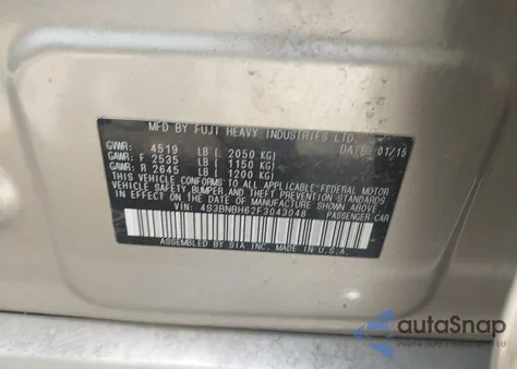 2015 Subaru Legacy 2.5I Premium z USA, uszkodzony, nr VIN 4S3BNBH62F3043048